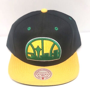 s-l1600-6 Mitchell & Ness Seattle Supersonics Black Embroidered Snapback Cap