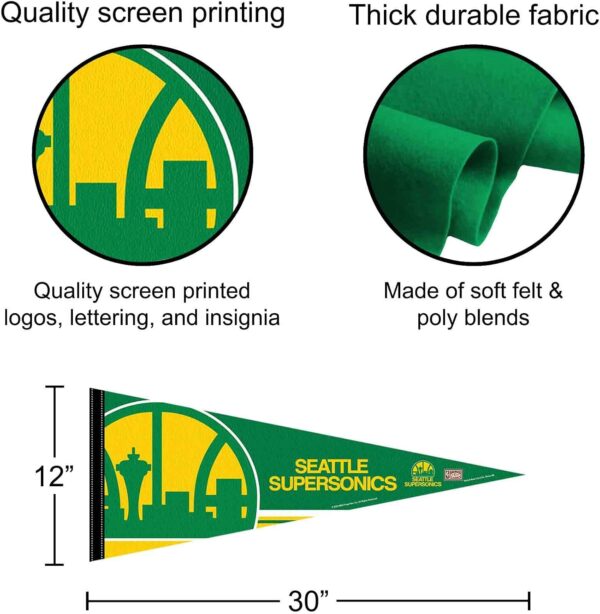 WinCraft Seattle SuperSonics Throwback Retro Vintage Pennant Flag 12x30"
