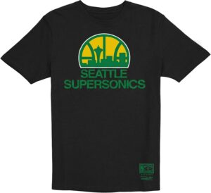 61YQOatEM0L._AC_SL1500_ Mitchell & Ness Seattle SuperSonics Skyline Logo Premium T-Shirt